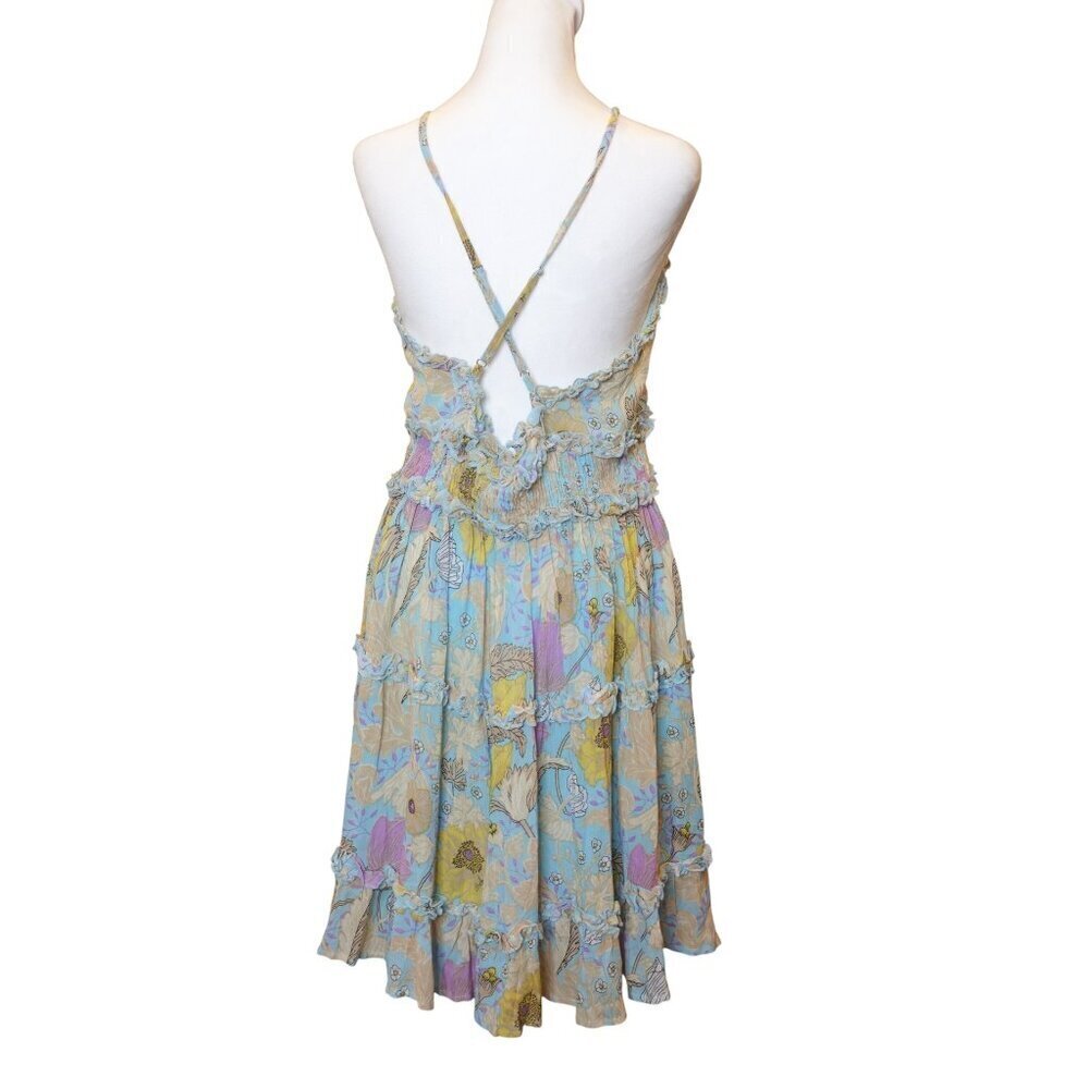 Barok Paris Floral Ruffle V-Neck sundress cross back Rayon multicolor Women's M - Picture 4 of 11